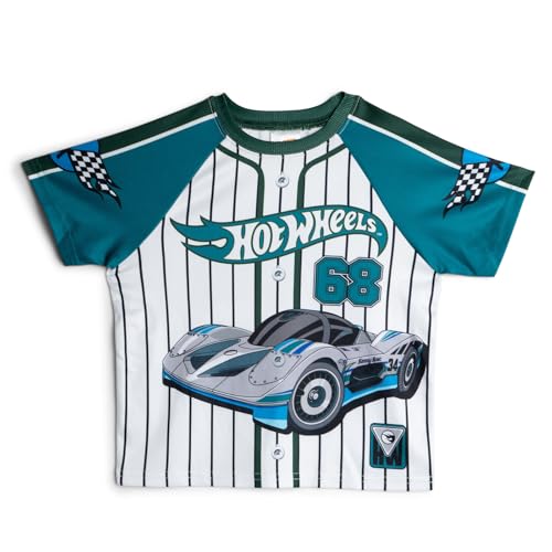 Hot Wheels Little Boys Mesh Baseball Jersey Athletic T-Shirt and Shorts Outfit Set Tropical Teal Green 5 - image 2