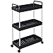 SOLEJAZZ Carrello portaoggetti a 3 Ripiani Carrello Scorrevole Estraibile Carrello portaoggetti Mobile Scaffalatura per Cucina, Bagno, Lavanderia, Camera da Letto, spazi Stretti, plastica, Nero