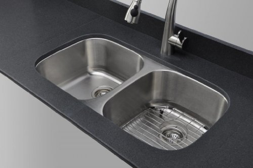 Wells Sinkware Cmu3318-88-1 Stainless Steel Kitchen Sink Package, 33" 50/50 8" Deep, Brushed Matte Finish #TOP4