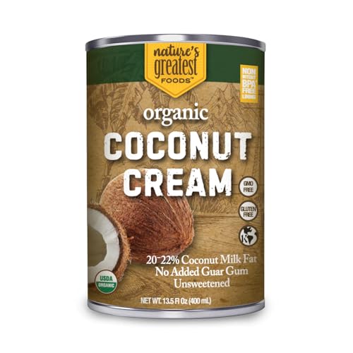 Organic Coconut Cream by Nature’s Greatest Foods - 13.5 Oz - No Guar Gum, No Preservatives – Gluten Free, Vegan and Kosher - 20-22% Coconut Milk Fat, Unsweetened (Pack of 12)