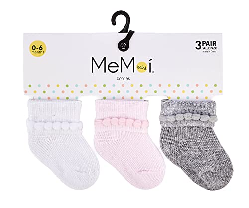 MeMoi Baby Bootie Cotton Blend Socks 3 Pack