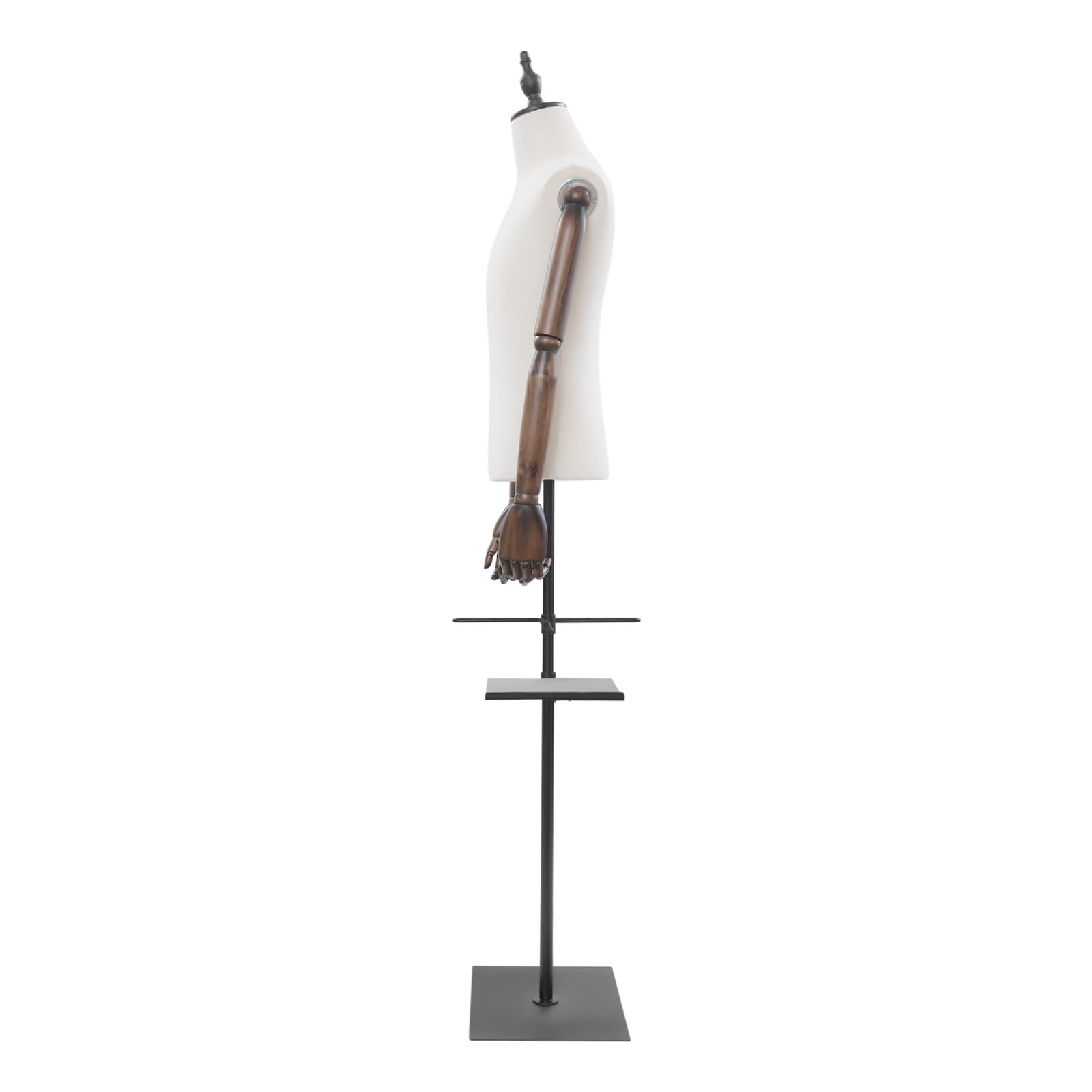 Męski modelowy korpus, regulowana wysokość 70-130 cm, męski tors, ekspozycja, płyta do sklepów z odzieżą butikową, do t-shirtów, kurtek, garniturów (biały, antyczny, czarny, 130 cm)