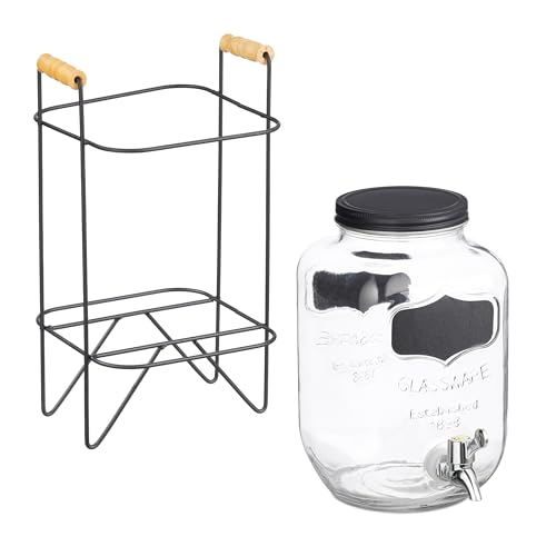 Distributeur de boisson 4L avec robinet et support noir Relaxdays - 6