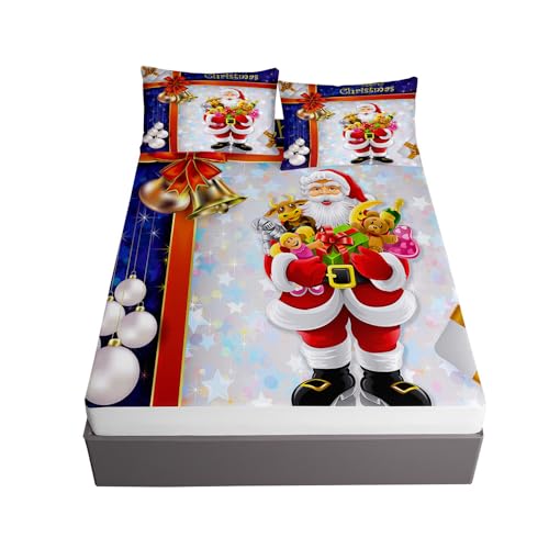 Surwin Spannbettlaken Frohe Weihnachten Spannbetttücher Elastisch...