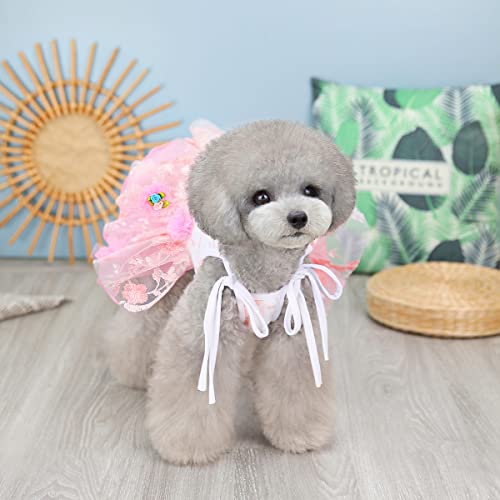 Dog Wedding Dress Flower Puppy Clothes For Small Medium Dogs Girl Pet Tutu Skirt Spring Summer Cat Dresses Outfits Suspenders Doggy Apparel For Chihuahua Yorkie (Large, Pink) #TOP4