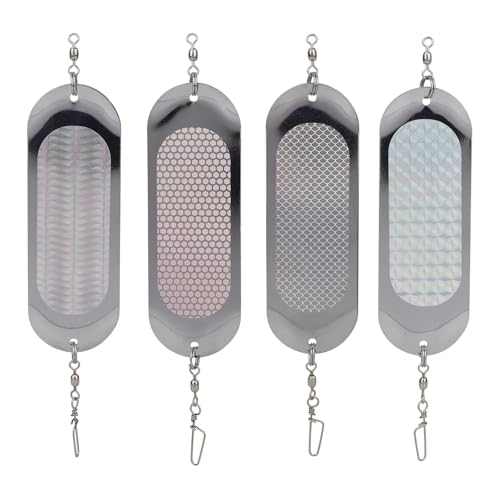 lasuroa 4pcs Trolling Flashers, Reflective Spinnerbait Fishing Lures 360° Rotatable Salmon Trolling Flashers Must-Have Trout Flasher for Fishing Enthusiasts Supplies