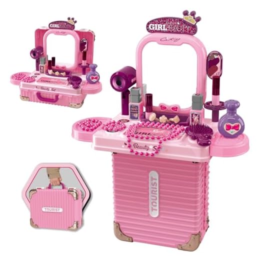 Bancada Penteadeira Infantil 3 em 1 Maleta 21 Peça Maxi Toys