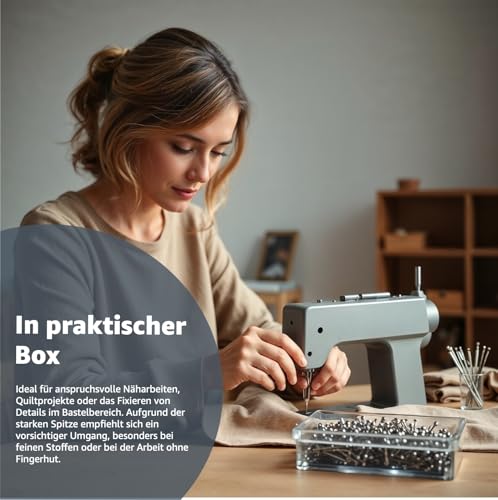 1500 STK. Stecknadeln ohne Kopf - 13 mm Pins in praktischer Box - zum Basteln & Nähen & Kurzwaren