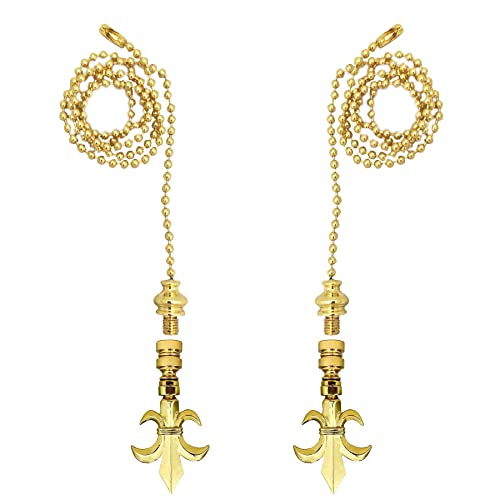 Image of Royal Designs, Inc. Fleur De Lis Finial with Fan Pull Chain, Polished Brass - Pack of 2