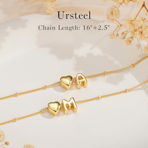 Ursteel Dainty Cute Heart Initial Necklaces for Women Teen Girls - 14K Gold Plated Initial Heart Necklace for Women Trendy, Dainty Letter A-Z Lockets Necklaces Personalized Jewelry Birthday Gifts4