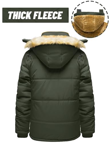Image of TACVASEN Men's Standard Length Polyester Winter Jacket with Hood Water Repellent Windproof Thicken Parka Snow Ski Coat