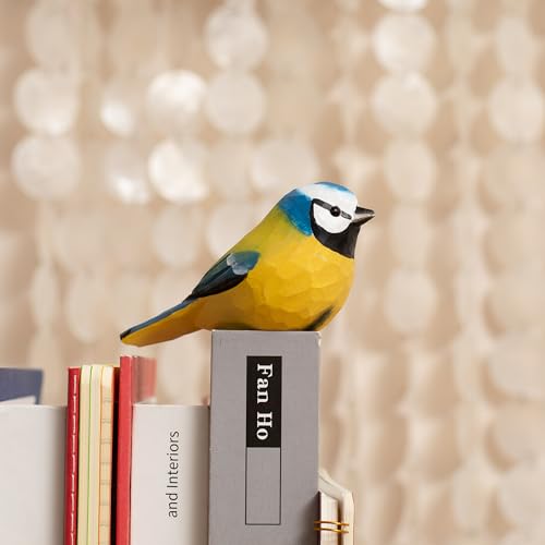 Figura de Madera Pájaro Herrerillo Eurasiano Hecha a Mano miniatura 3