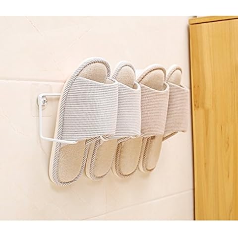 ZhaoXH-Floating Shelves Bathroom slippers rack bathroom simple door wall hanging small shoe rack home free punch wrought iron storage shoe rack Display Rack Cover