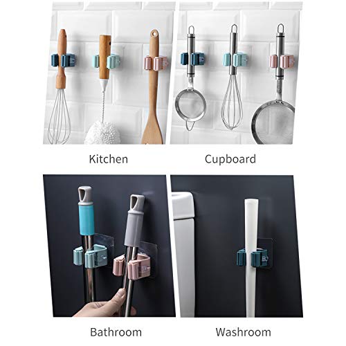 Anself Suporte de esfregão Suporte de vassoura Auto-adesivo Montado na parede Vassoura Organizador R