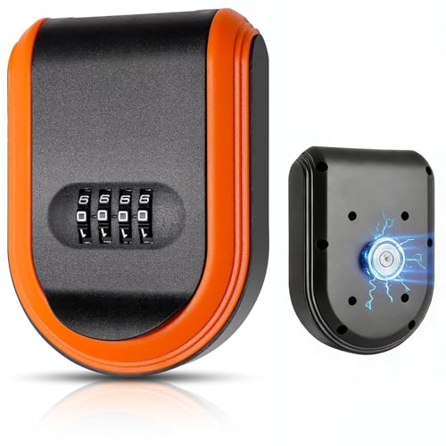 DONGFANGB セキュリティキーボックス マグネット固定 暗証番号付き 車スマートキー用 ダイヤル式ロック（オレンジ
