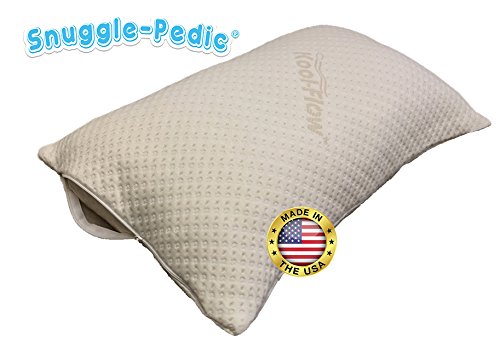Snuggle-Pedic Zipper Removable Pillow Cover Kool-Flow Luxurious Bamboo Material - All USA Made (Queen Size)