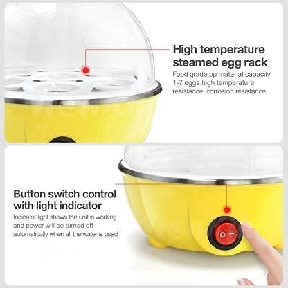 Image of Mini Electric Egg Boiler & Poacher - 7 Egg Steamer Machine for Perfect Boiled & Poached Eggs | Compact, Fast & Convenient Kitchen Appliance (Multicolour, Plastic)