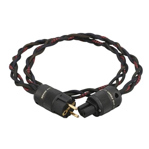 P103 Mains Power Cord Cable HiFi CD Amplifier Amp EU Power Plug Cable Braided AC Power Kabel(EU Power Cable,1m)