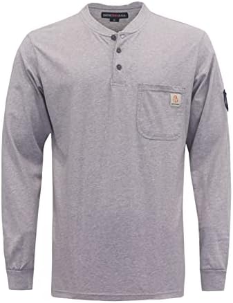 BOCOMAL FR Shirts Flame Resistant Shirt 5.5oz 100% Cotton Light Weight CAT2 Fire Retardant Henley Shirts