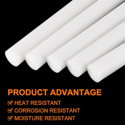 Image of uxcell 5 Pcs White Plastic Rods 32 x 304mm ABS Styrene Round Stick Round Solid Bar DIY Model for DIY Toys Building Making Architectural Model Making