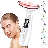 Red Light Therapy for Face & Neck, Face Massager Tool for Anti-Aging, Skin Facial Sculptor, 7-Color LED Phototherapy Device with Lifting, Heat & Vibration, Firming, Rechargeable Beauty Tool