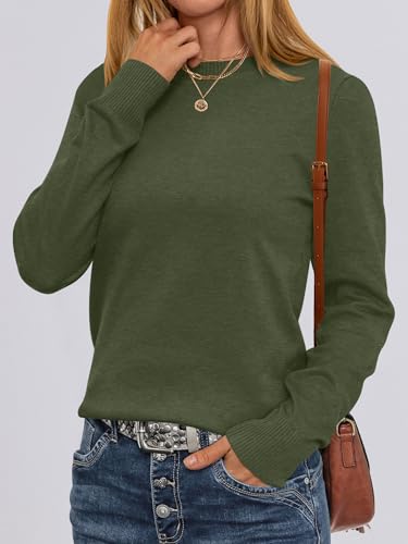 ANRABESS Women’s Long Sleeve Crew Neck Sweater Top Army Green XXL — view 2
