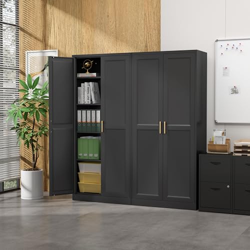 image for SteeLoong Kitchen Pantry Cabinet,71”Black Metal Pantry Storage Cabin