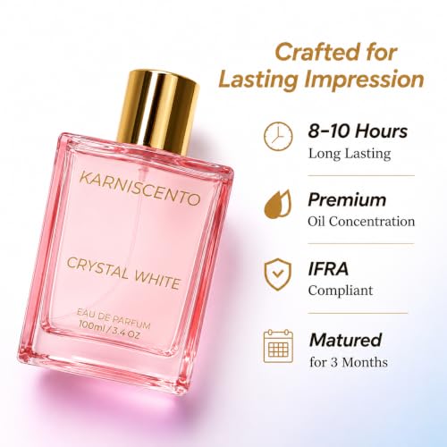 Image of Crystal White Eau De Parfum 100ml | Long Lasting Perfume for Men & Women | Fresh Floral & Woody | 8-10 Hours Performance