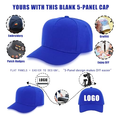 Image of 12 Pack Seamless Baseball Caps Wholesale Bulk - No Center Seam, DIY Friendly, Adjustable Breathable Lightweight for Men Women
