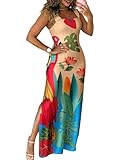 Tropical & Eye-Catching Print: This maxi dress for women features a beige base with bold parrot and floral leaf patterns, offering a vibrant, tropical vibe that's perfect for summer getaways Comfy & Stretchy Fabric– Made from a soft and strechy blend...