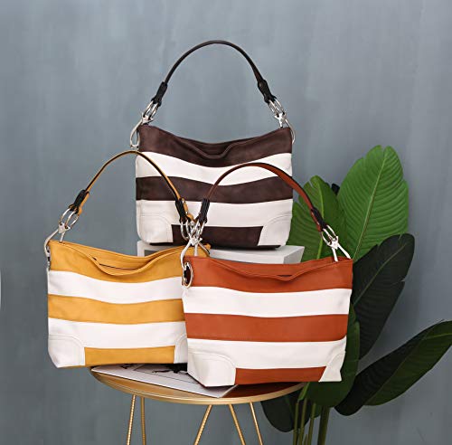 Image of MKF Hobo Bag for Women - PU Leather Handbag - Womens Shoulder Bag Top Handle Fashion Pocketbook Purse Brown