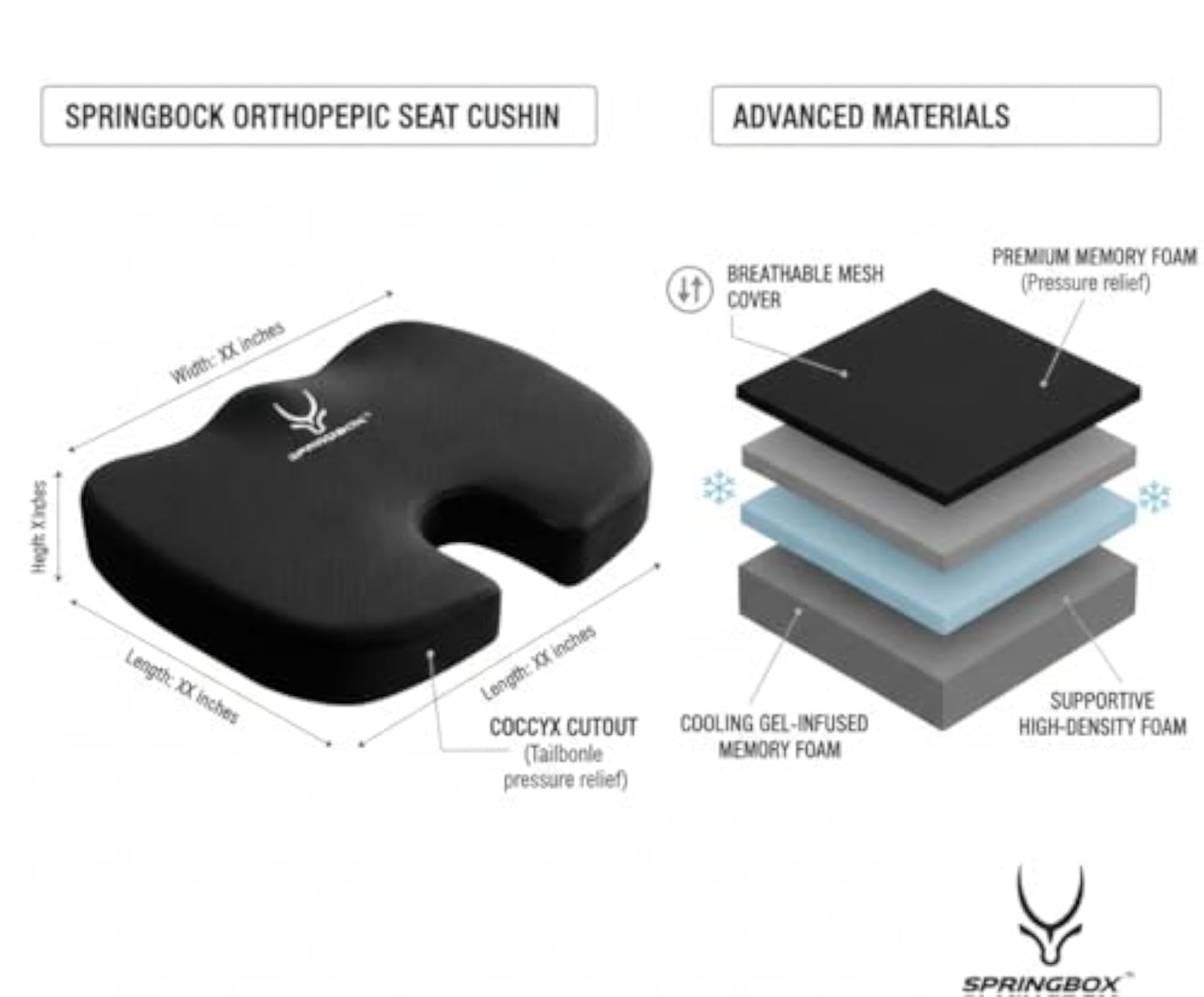 Memory Foam Coccyx Cushion for Lower Back Support