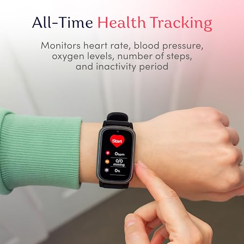 Cellular Medical Alert Smart Watch with Emergency Button for Elderly, 24/7 Monitoring, Fall Detection for Seniors, Water-Resistant Watch with 2-Way Communication, GPS Tracking, Heart Rate Monitor