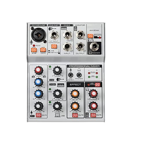 AM-G04A USB Bluetooth Record Playback de computadora 4 canales Línea de micrófono Insertar un mezclador de audio profesional estéreo