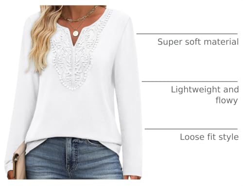 Image of XIEERDUO Boho Tops for Women Blouses Dressy Casual V Neck Long Sleeve Shirts Fall Outfits Trendy Vacation Clothes