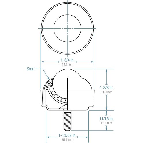 Hudson Bearings SBT-1CS 1/4 Stud Mounted Ball Transfer thumb #1