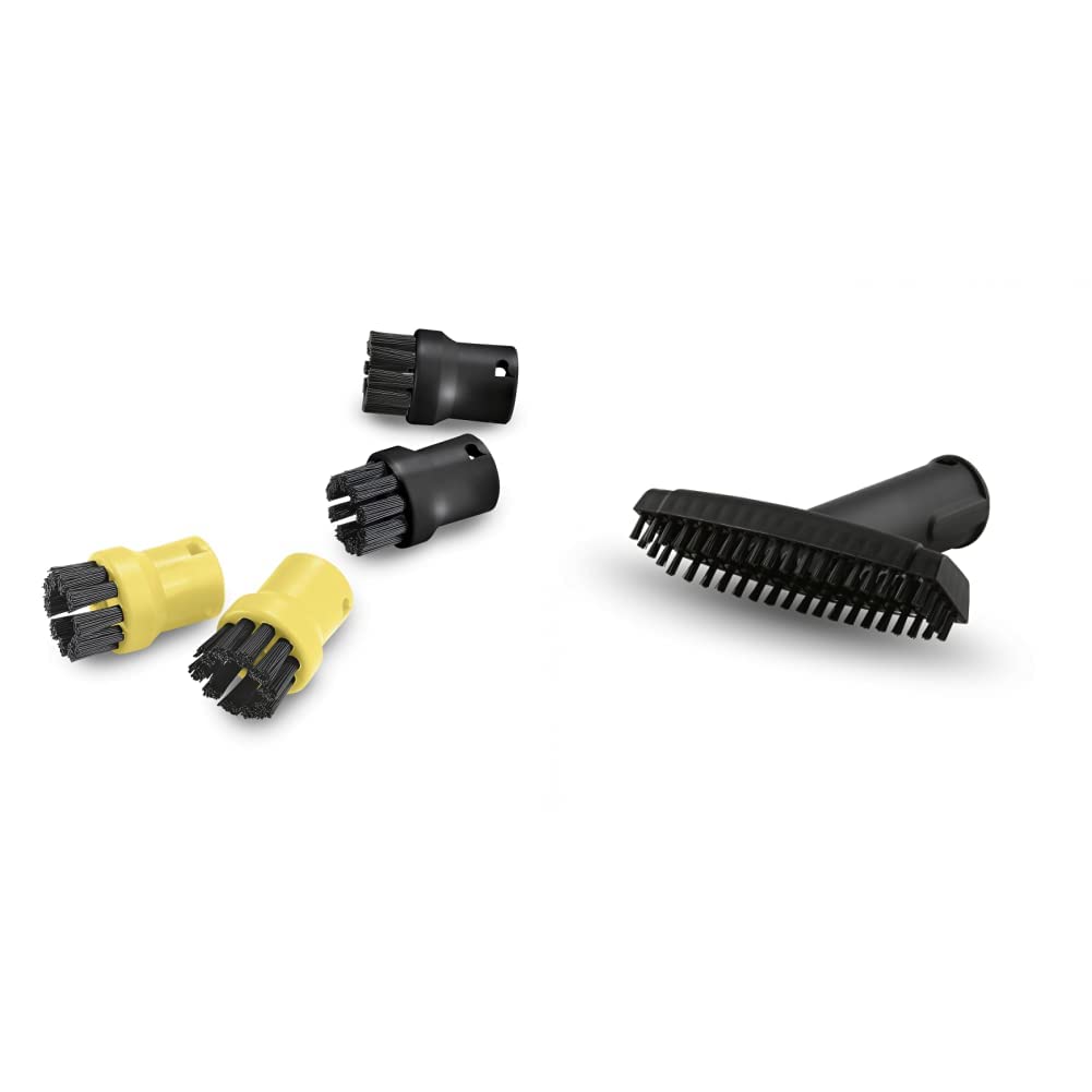Kärcher Rundbürstenset für Kärcher Dampfreiniger (hochwertiges Borstenmaterial, 2 Farben) & 2.884-280.0 Handduese