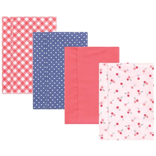 Image of Hudson Baby Unisex Baby Cotton Flannel Burp Cloths, Cherry Sweet, One Size