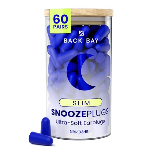 SnoozePlugs Slim - Small Earplugs for Small Ear Canals Slim Ear Plugs for Sleeping 60 Pairs Womens Earplugs for Sleep - 33db NRR Comfortable Soft Foam Plugs for Sleeping Dispoable and Ultra-Soft
