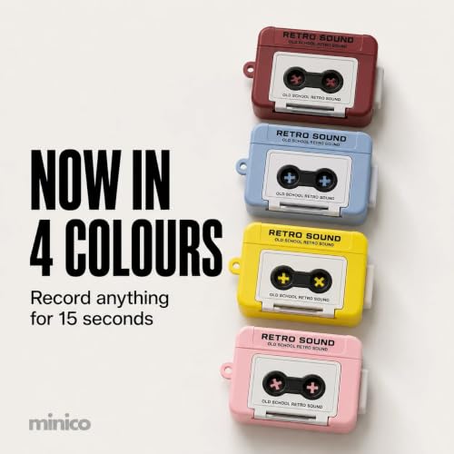 Image of Mini Audio Recorder Keychain Retro Voice Recorder Keychain Mini Cassette Style Voice Message Recorder with Playback, Portable Keychain Audio Recorder, Pack of 1 (Pink)
