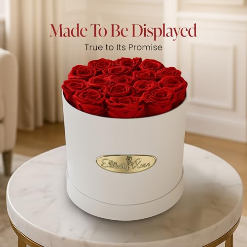 The Eternity Rose 16-Piece Preserved Roses in a Luxury Gift Box – Real Roses in White Round Box – A Valentine’s Gift as Everlasting as Your Love - Image 7