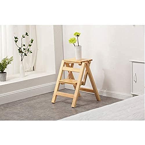 Taburete de madera plegable DASHADAO de 2 escalones para interiores 6