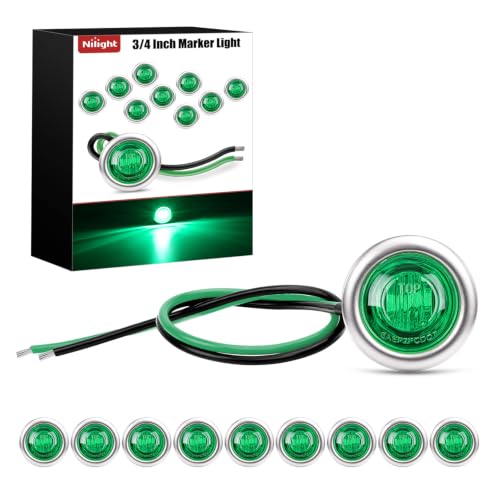 Image of Nilight 3 /4 inch Round Marker Lights 10PCS Green Side Bullet Clearance Light