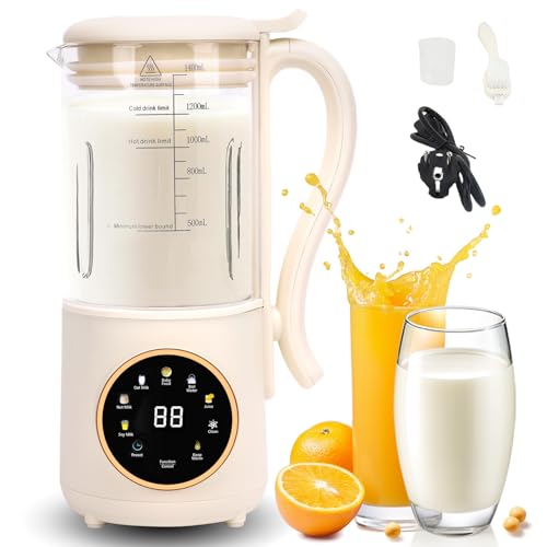 HISUEKIG Máquina de Leche de Soja, Licuadora Automática Multifuncional de 1.4L con Pantalla LED de Cuchillas de Acero, Máquina de Fabricantes de Leche de Nueces para el Hogar HISUEKIG Máquina de Leche de Soja, Licuadora Automática Multifuncional de 1.4L con Pantalla LED de Cuchillas de Acero, Máquina de Fabricantes de Leche de Nueces para el Hogar