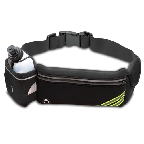 Genérico Cinturón para correr + Botella deportiva. Cinturón para correr con bolsillos para el teléfono y accesorios. Ideal para correr, senderismo, trekking, ciclismo y el gimnasio. Botella