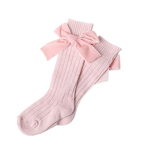 Kayotuas Baby Girls Uniform Knee High Socks with Bow Knit Long Stockings Infants Toddlers Cotton Tube Socks3