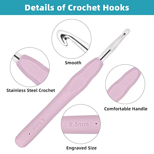 Crochet Hooks Set 12 PCS 2mm(b)-8mm(b) Ergonomic Soft Grip for Arthritic Hands Crochet Needle Set with Case and Crochet Accessories for Beginners, 51 Pack