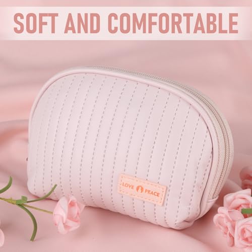 Small-Makeup-Bag-Makeup-Pouch-Cute-Cosmetic-Bag-PU-Leather-Make-Up-Bag-Toiltery-Bag-for-Women-Makeup-Travel-Bag-Skincare-Brush-Organizer-Bag-Travel-Essentials-Pink