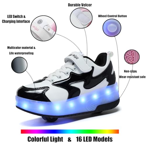 Image of Nsasy Roller Shoes Kids Roller Skates Shoes Girls Boys Wheels Shoes Become Sport Sneaker with Led for Children Gift