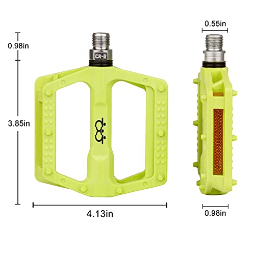Boruizhen Road Bike Platform Pedals Lightweight Nylon Bicycle Pedals 9/16 For Road Mountain Bike (Green) #TOP5